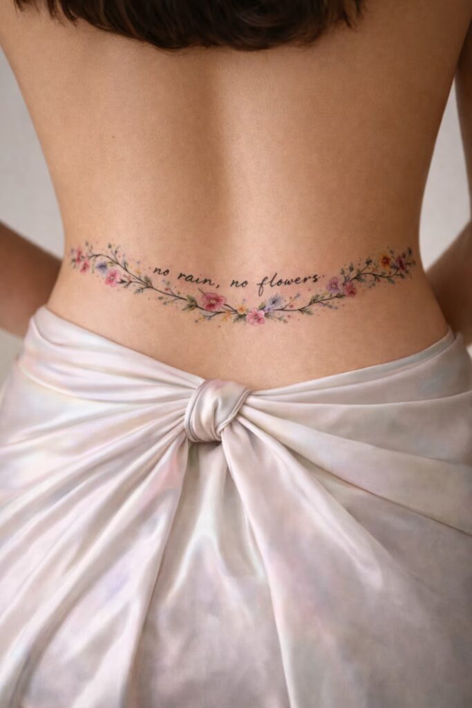 Floral Script Waist Wrap  Tramp Stamp Tattoo