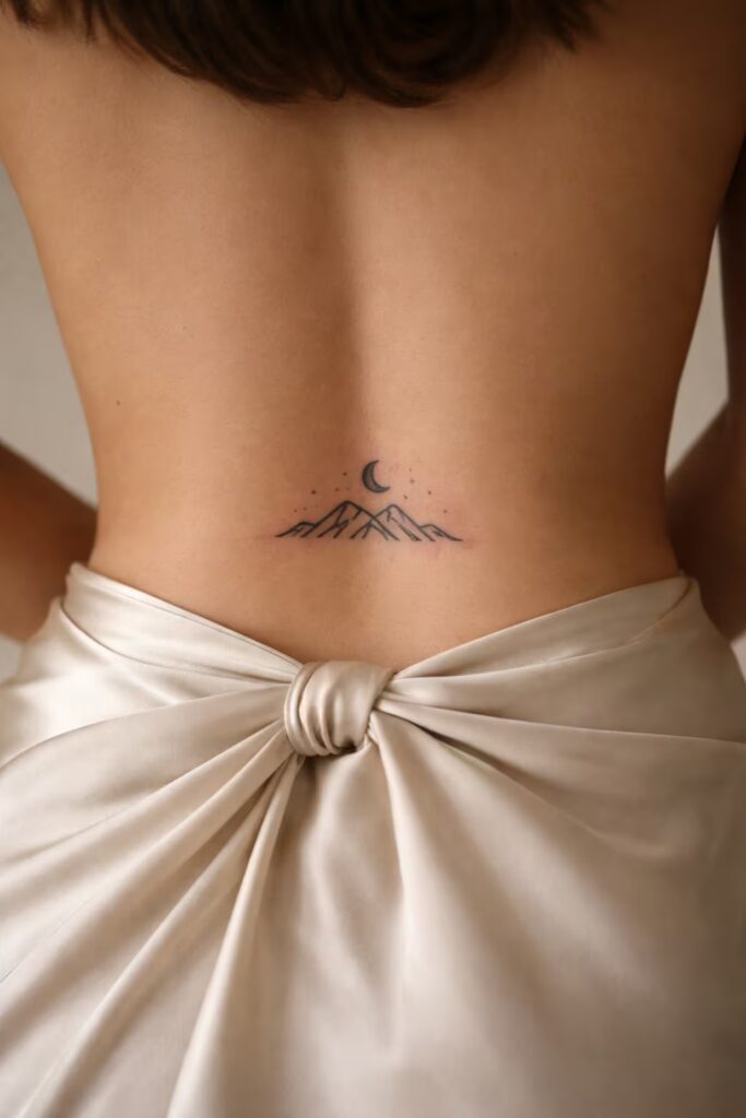 Minimalist Mountain Linework Tattoo