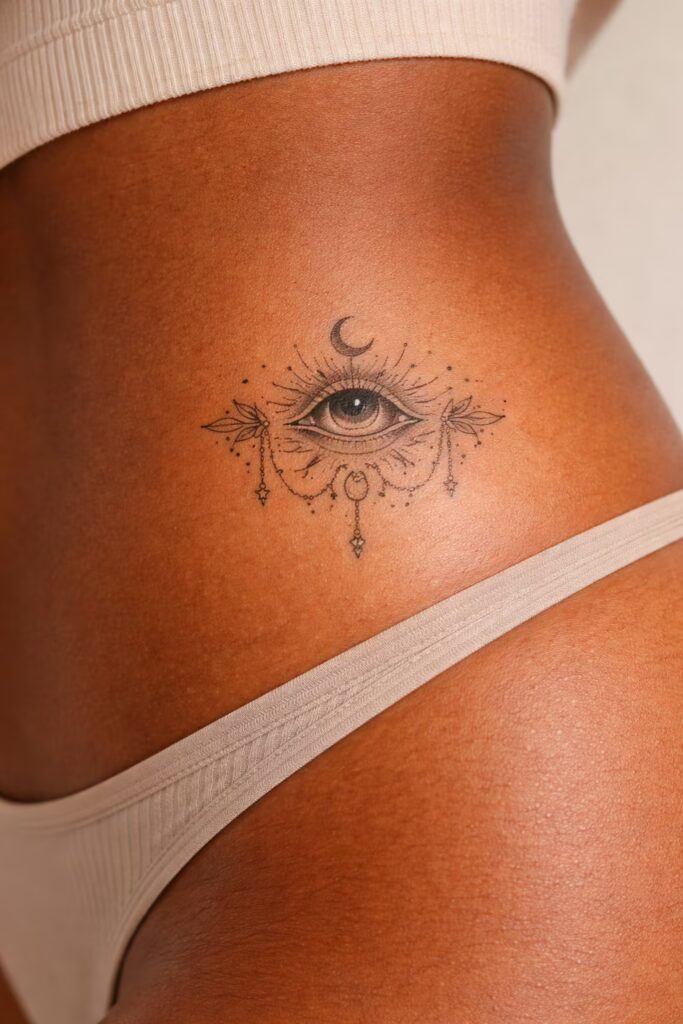 20. All-Seeing Eye Strategy Hip Tattoo