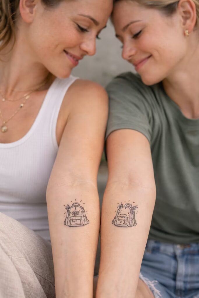 Backpack Bestie Tattoos for a Stylish Friendship Bond
