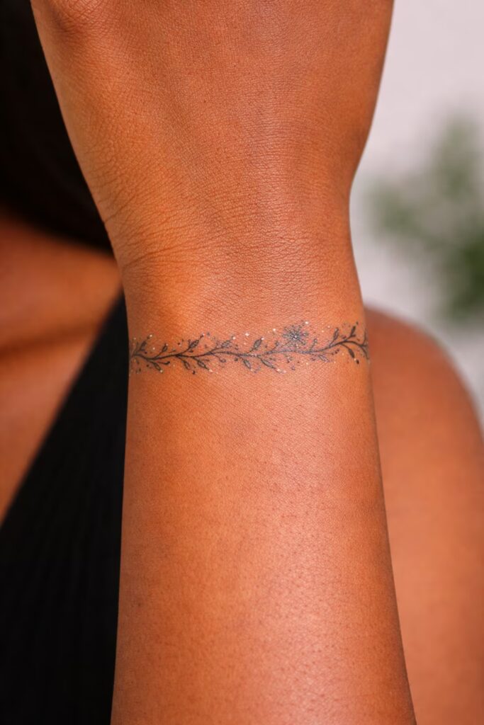 Botanical Vine Wrist Wrap Tattoo Ideas for Women