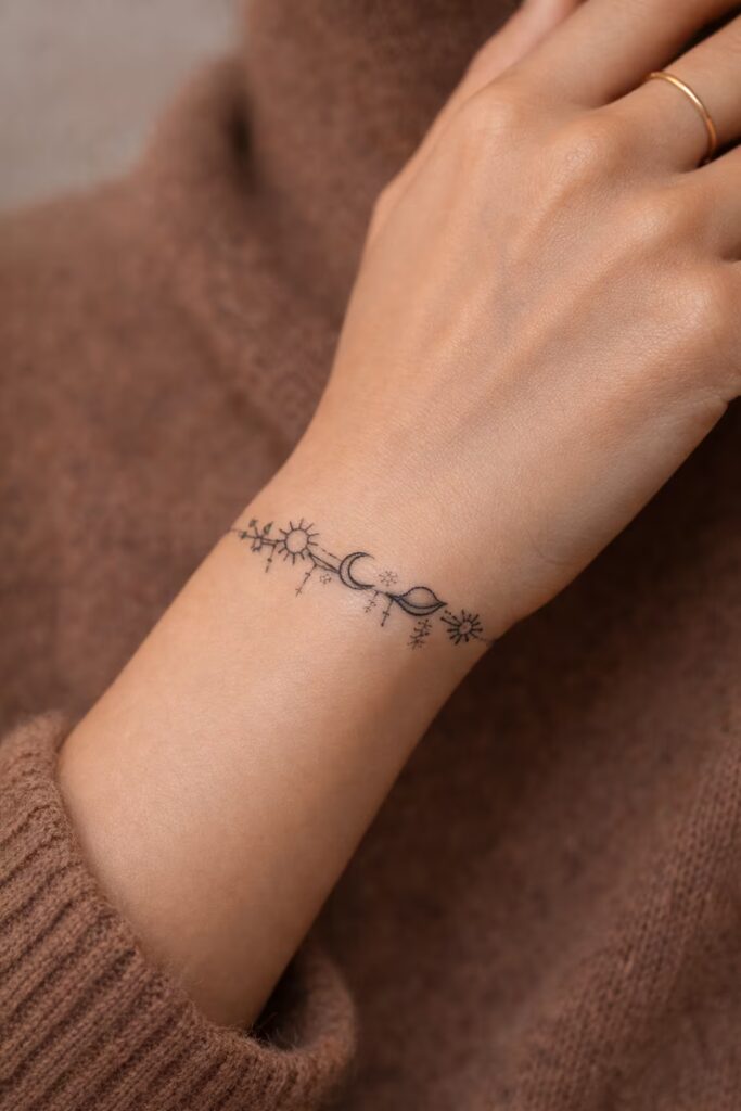 Celestial Branch Bracelet Tattoo For Women