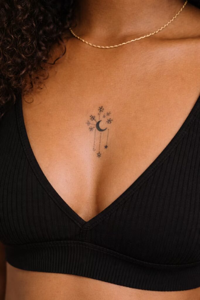 Celestial Floral Bust Small Tattoo