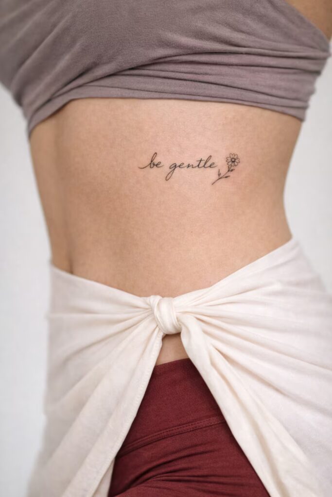 Daisy “Be Gentle” Side Tummy Tattoo for Women