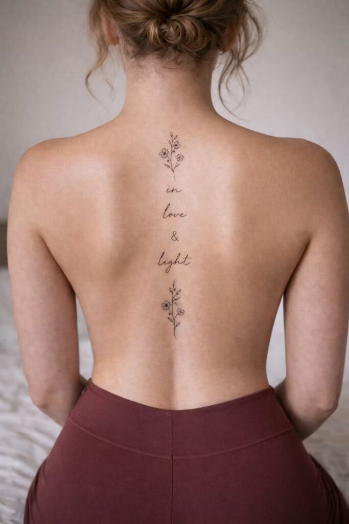 Delicate Floral Back Tattoo for Women