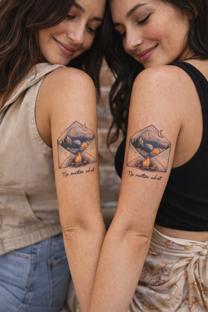 Envelope Campfire Bestie Tattoos