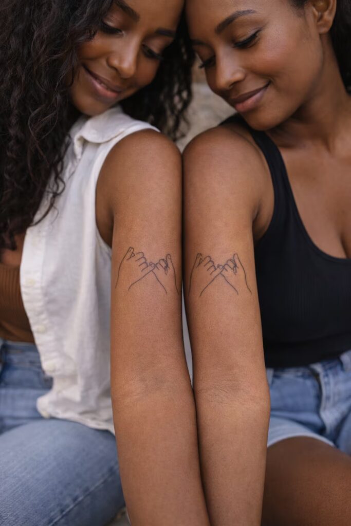 Fine Line Pinky Promise Best Friend Tattoos