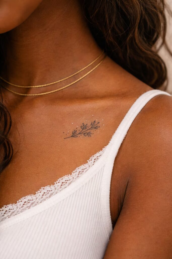 Floral Accent on Collarbone