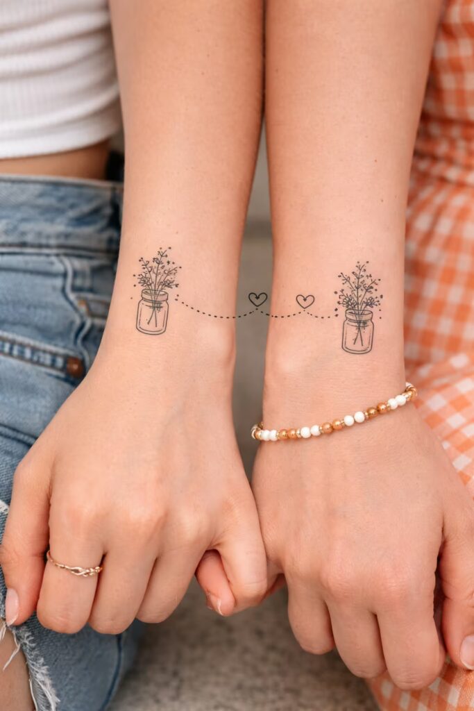 Floral Jar Bestie Tattoos