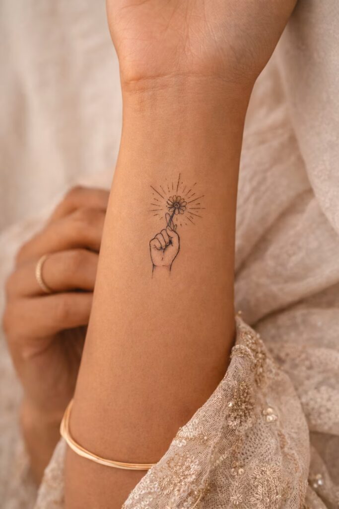 Floral Power Statement Forearm Tattoo Idea for Women