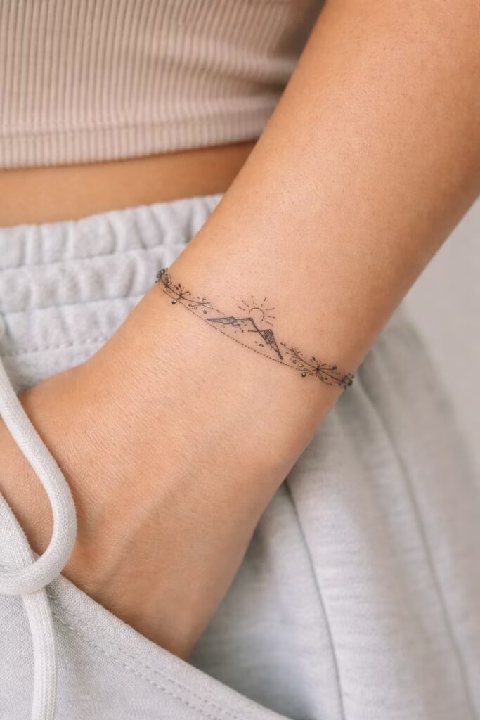 Floral and Cosmic Bracelet Tattoo For Women