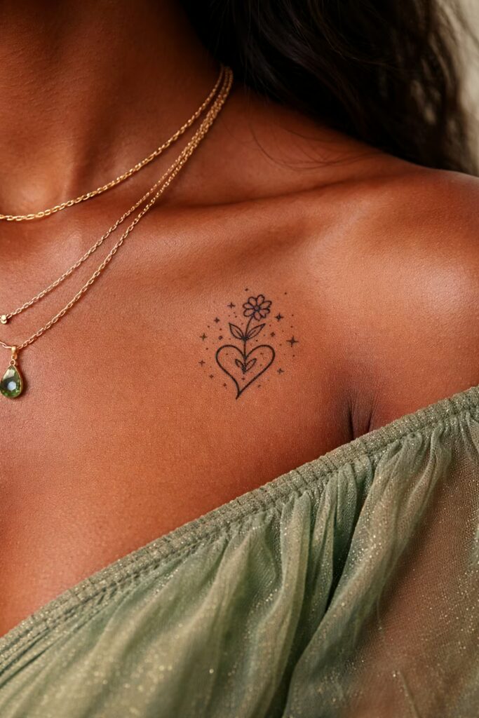 Blooming Heart Floral Tattoo