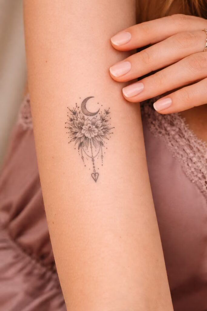 Heart Bloom Forearm Tattoo Idea for Women