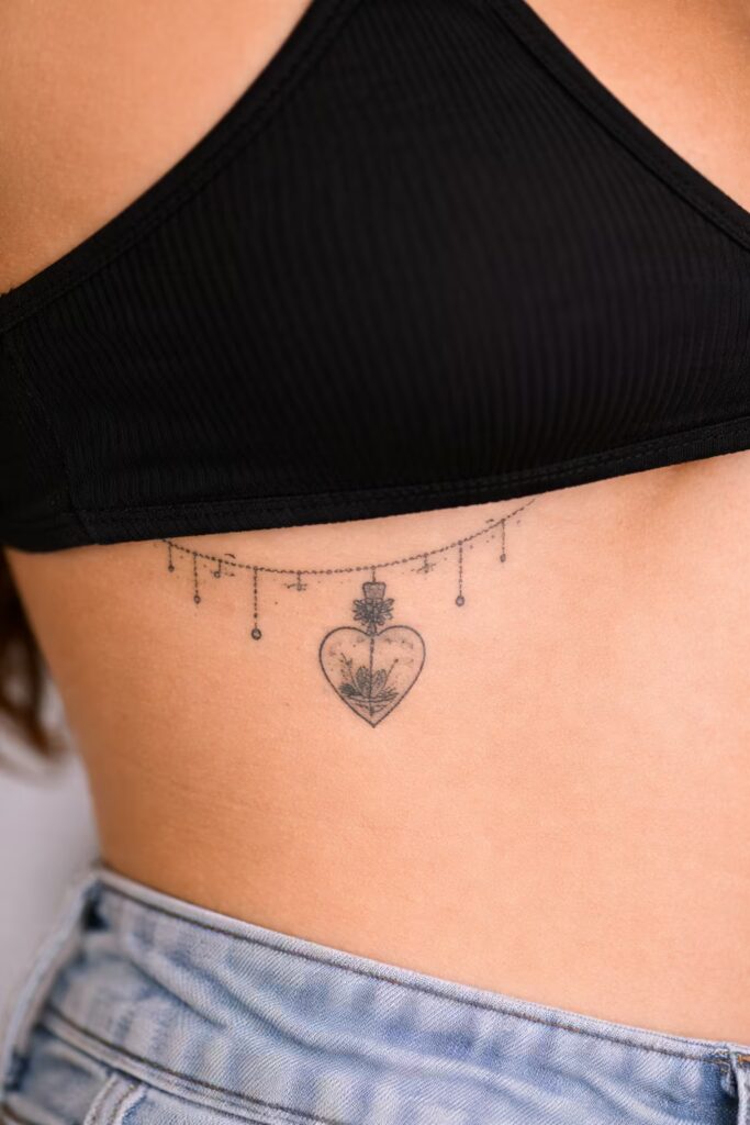 Heart Bottle Wildflower Small Tattoo