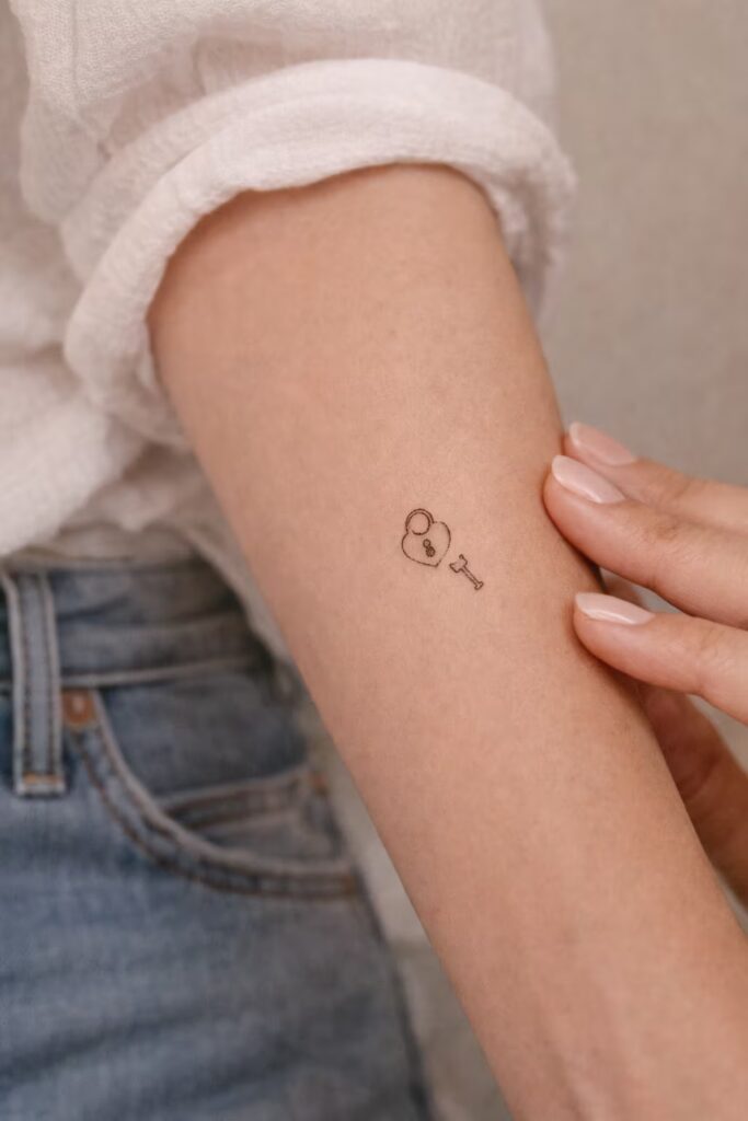 Heart Padlock & Key Hand Tattoo