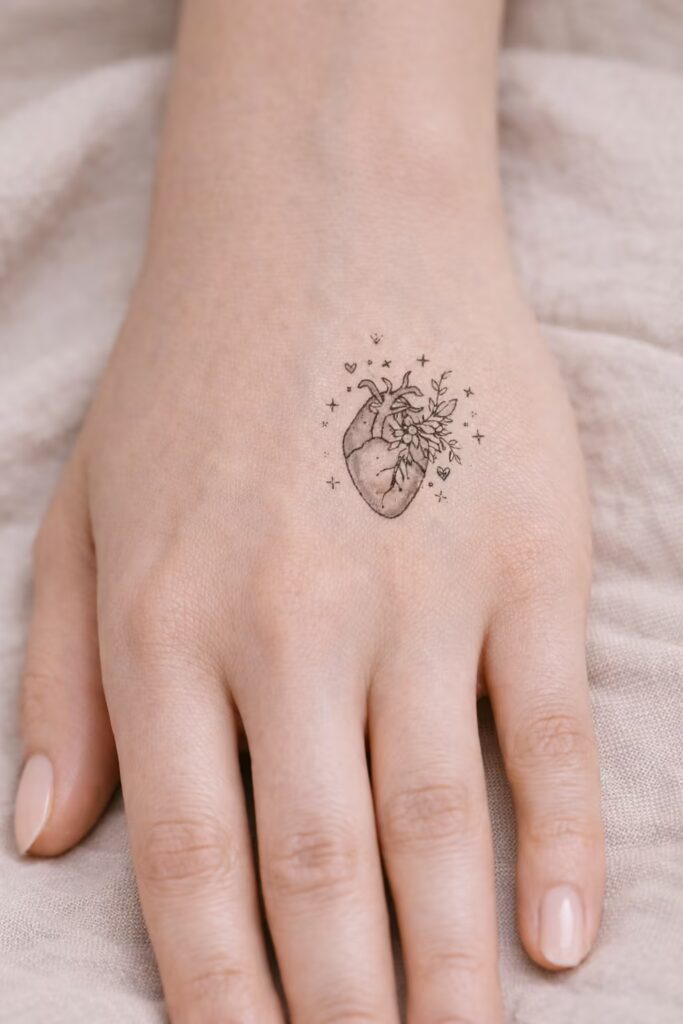 Heart of Emotions Creative Girl Hand Tattoo