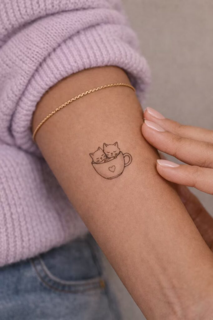 Kittens in Teacup Tattoo