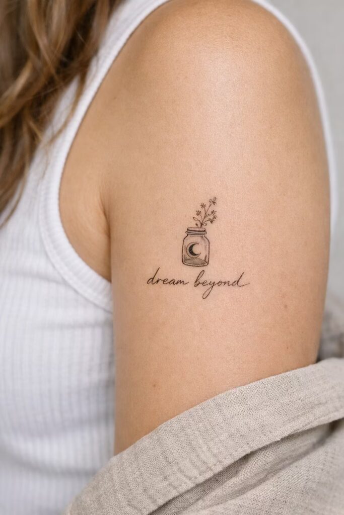Moon Jar Upper Arm Small Tattoo
