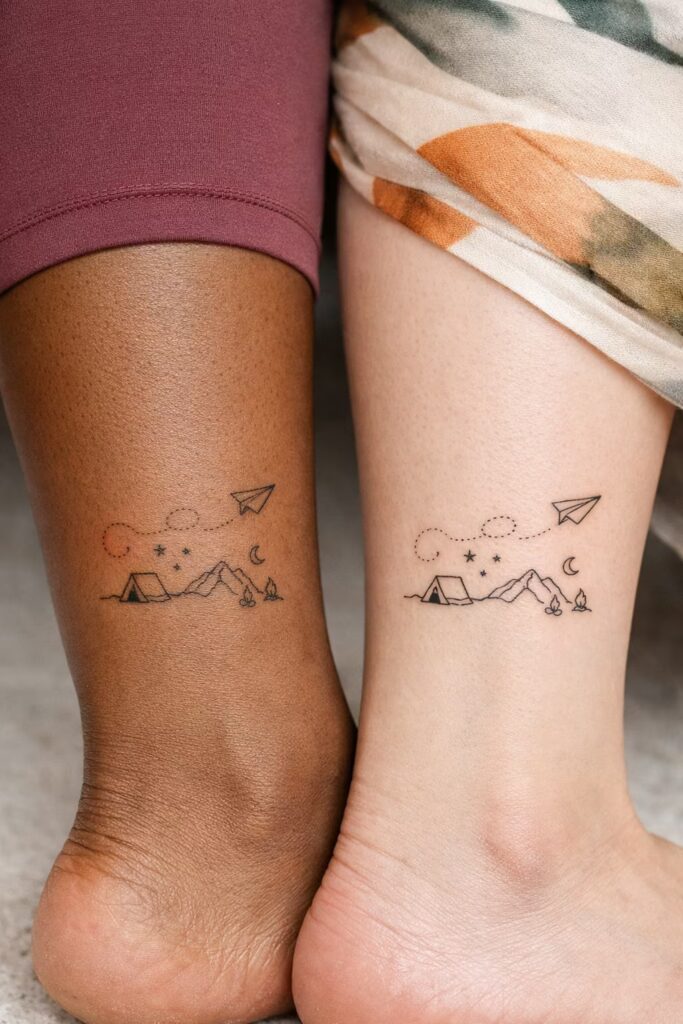Mountain Adventure unique friendship tattoos
