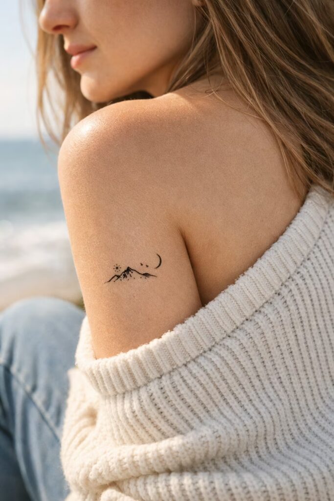 Mountain & Moon Healing Tattoo Ideas for Women
