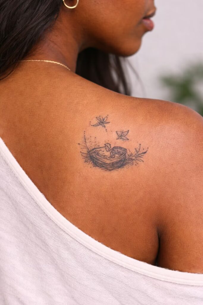 Nest Fine Line Tiny Tattoo