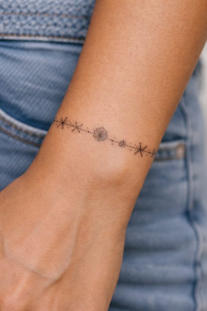 Ocean Bloom Bracelet Tattoos For Women