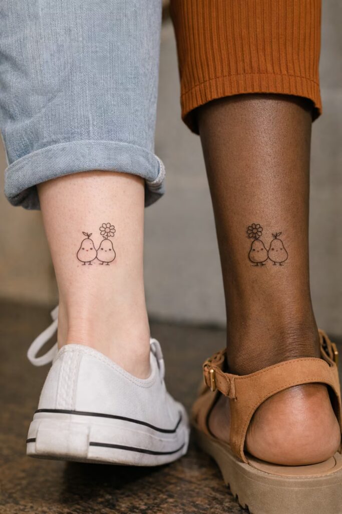 Paired Pears Whimsical Matching Best Friend Tattoos