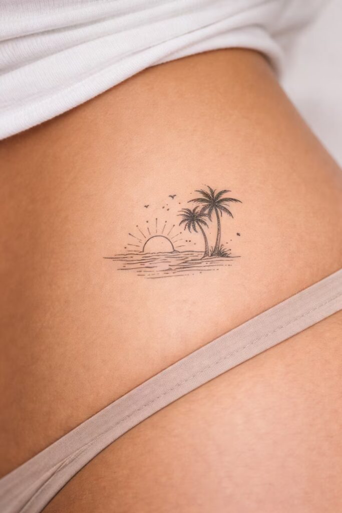 11. Sunset Palm Tattoo