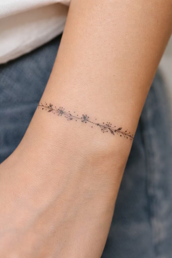 Wildflower Chain Bracelet Tattoos For Women