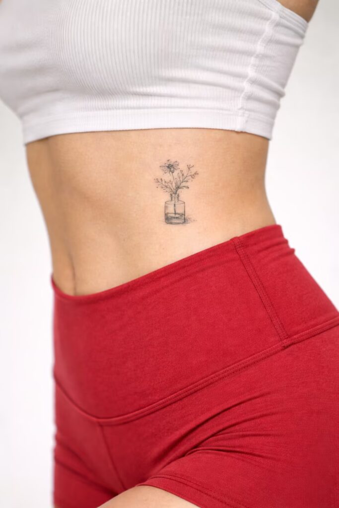 Wildflower Jar Side Tummy Tattoo