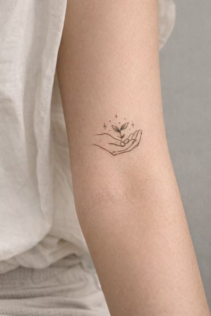 Nurtured Sprout Forearm Tattoo for Women