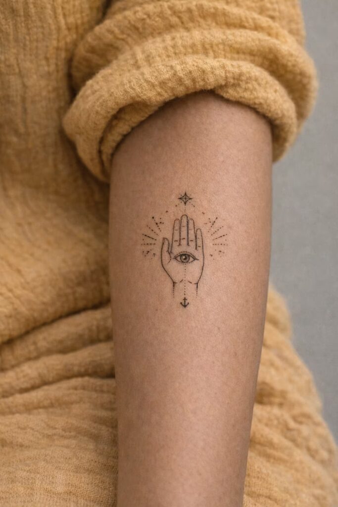 Eye of Certainty Forearm Tattoo Idea for Women