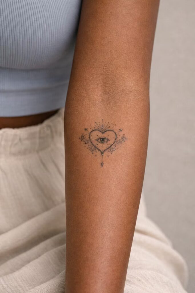 Sacred Heart & Jasmine Forearm Tattoo Idea for Women