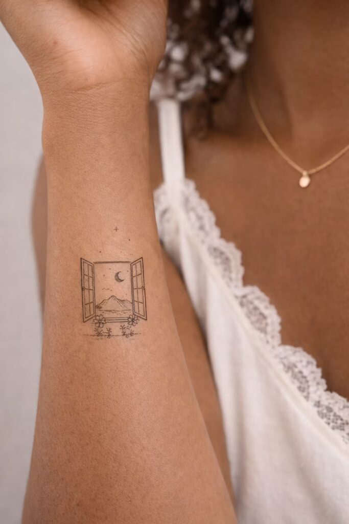Open Window Horizon Forearm Tattoo Ideas for Women