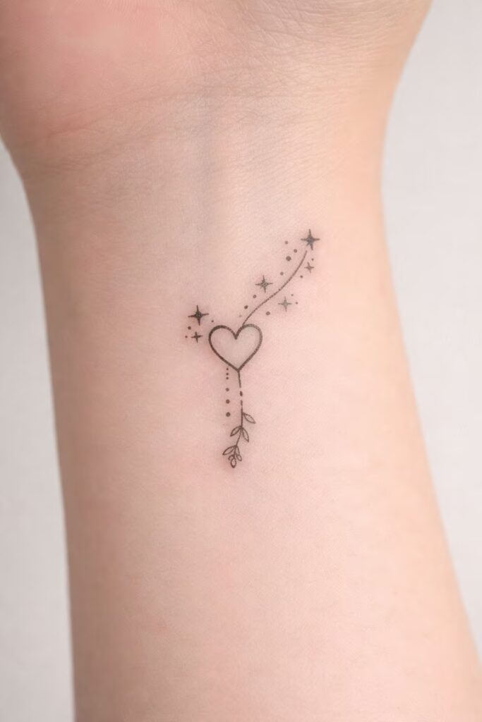 Celestial Heart Botanical Love Symbol Tatoo