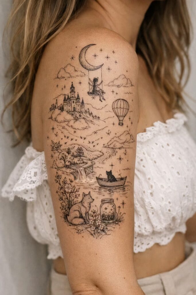Enchanted Landscape – Meaningful Half Sleeve Tattoos for Women