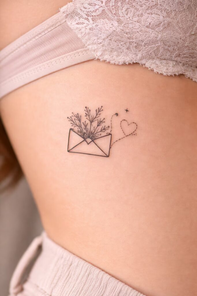 Envelope & Heart Seal Love Symbol Tattoo