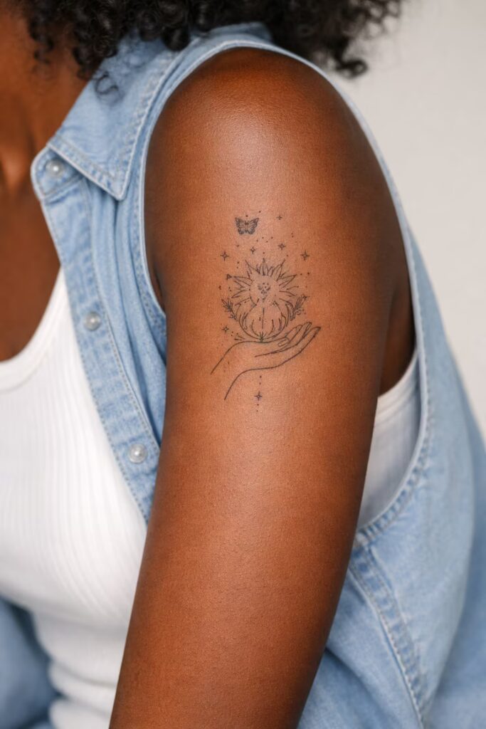 Hand of the Sun – Meaningful Half Sleeve Tattoos For Women
