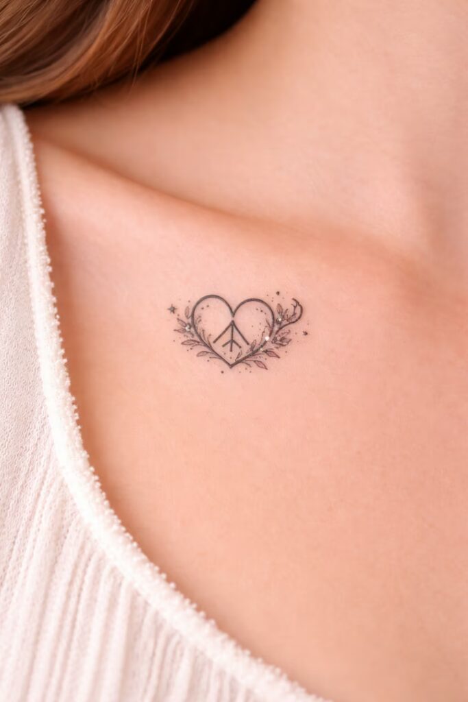 Heart & Peace Symbol Love Tattoo