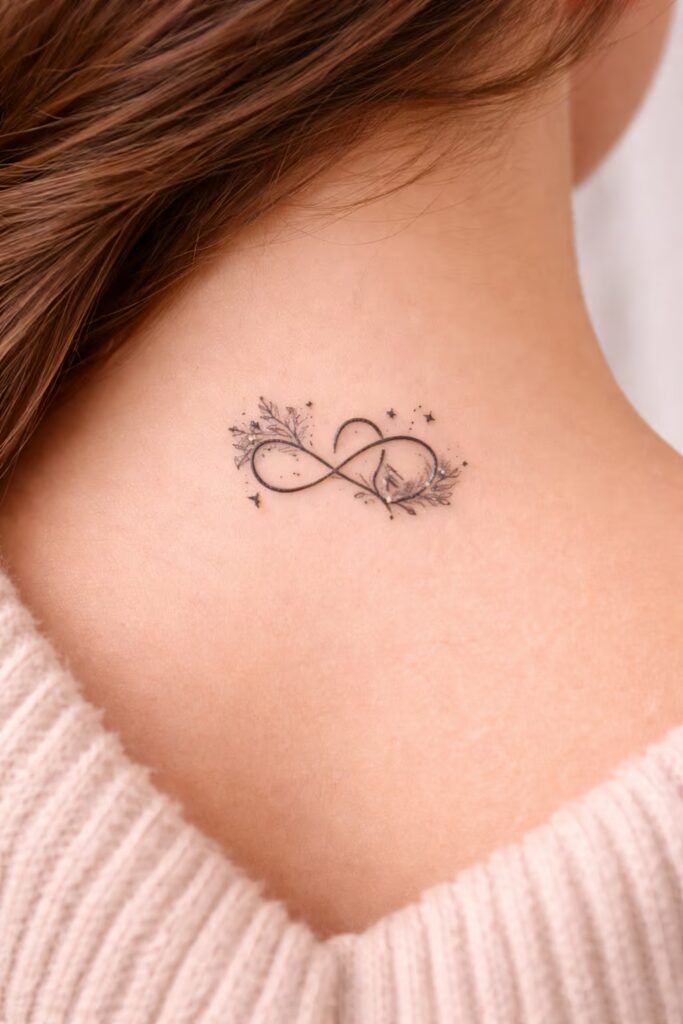 Infinity & Heart Floral Love Symbol Tattoo