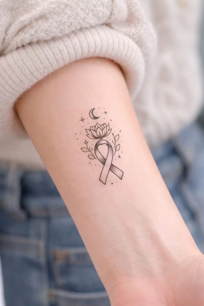 Lotus & Crescent Mental Awareness Tattoo