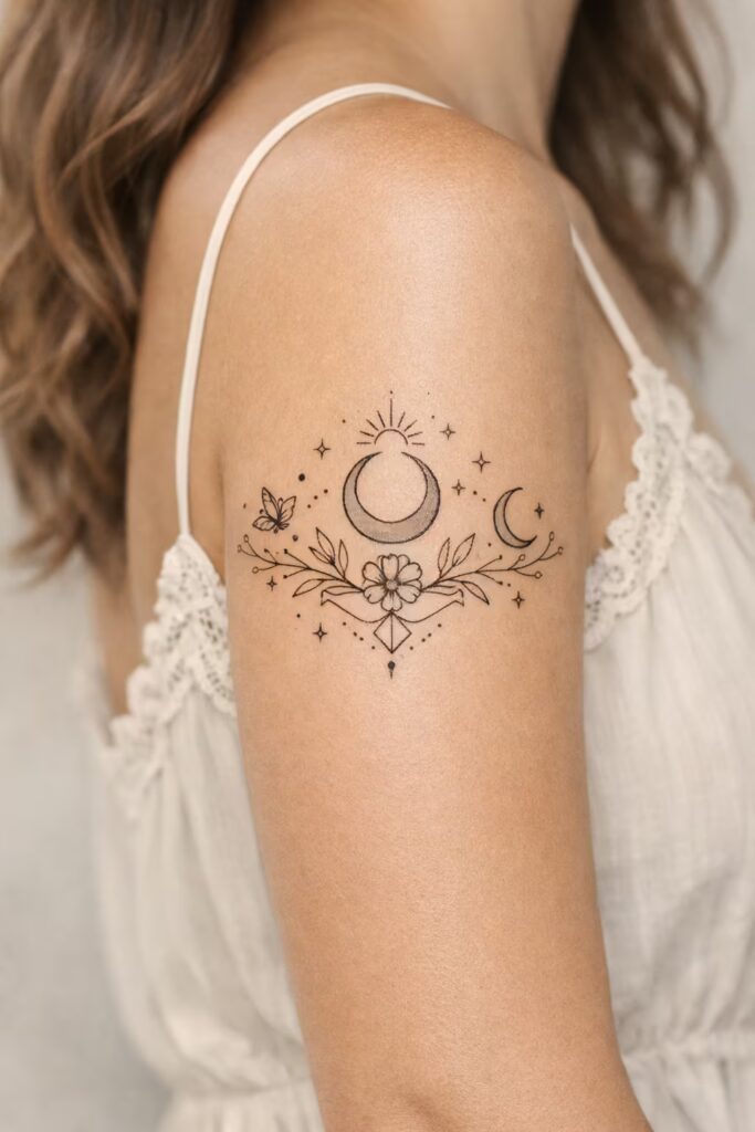 Meaningful Half Sleeve Tattoos For Women — Celestial Bloom