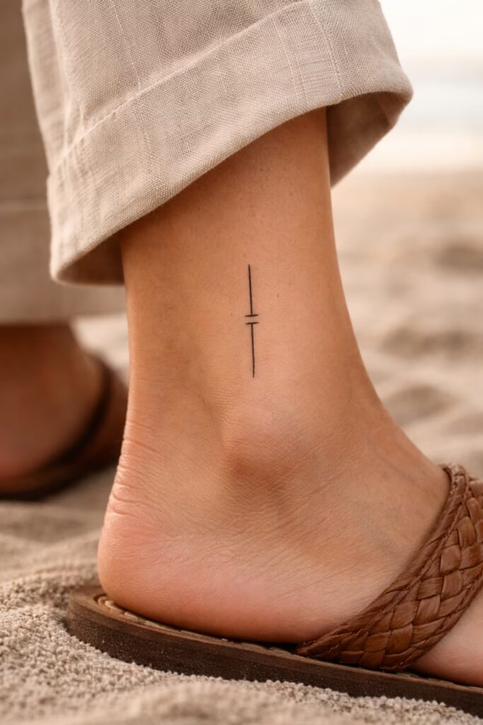 Unbroken Core Vertical Line Tattoo Symbols That Mean Strength