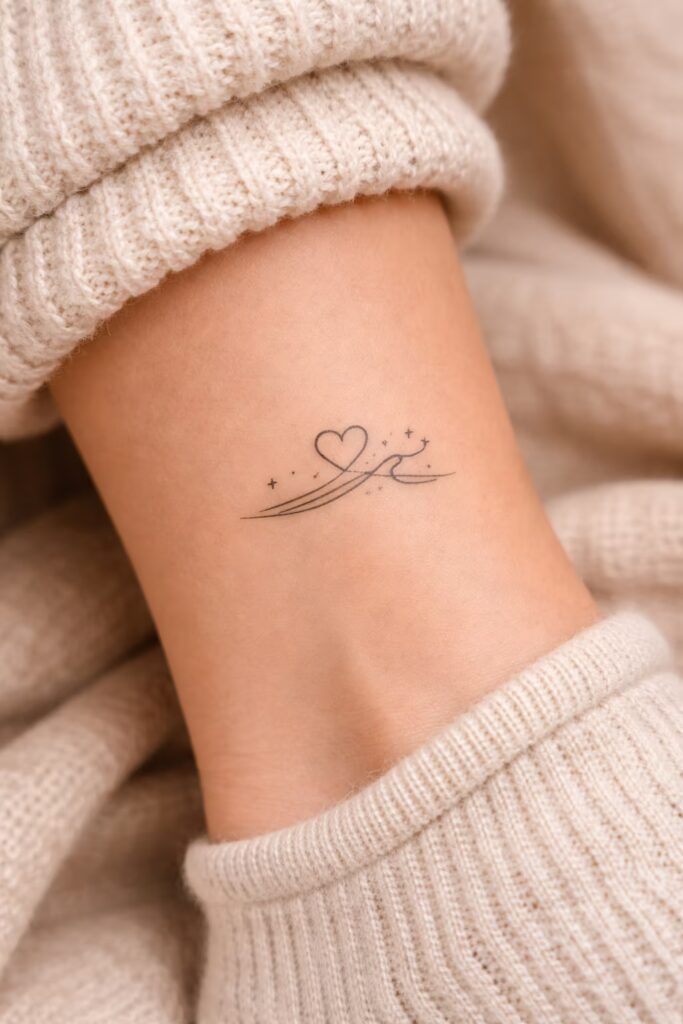 Wave & Heart Love Symbol Tattoo