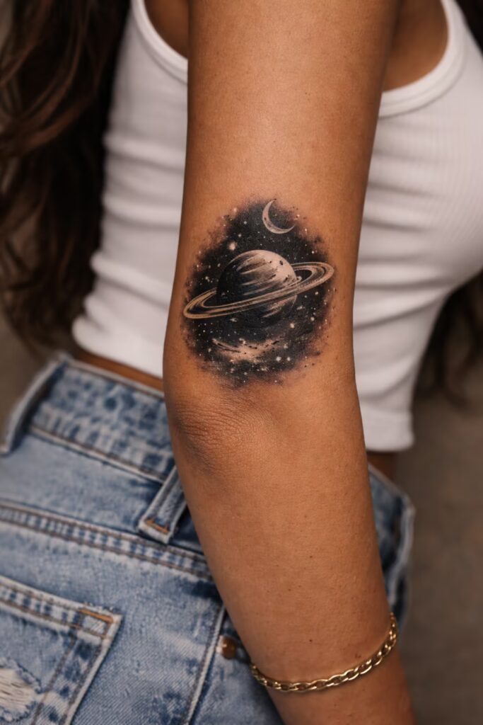 14. Celestial Cosmos Upper Arm Tattoo