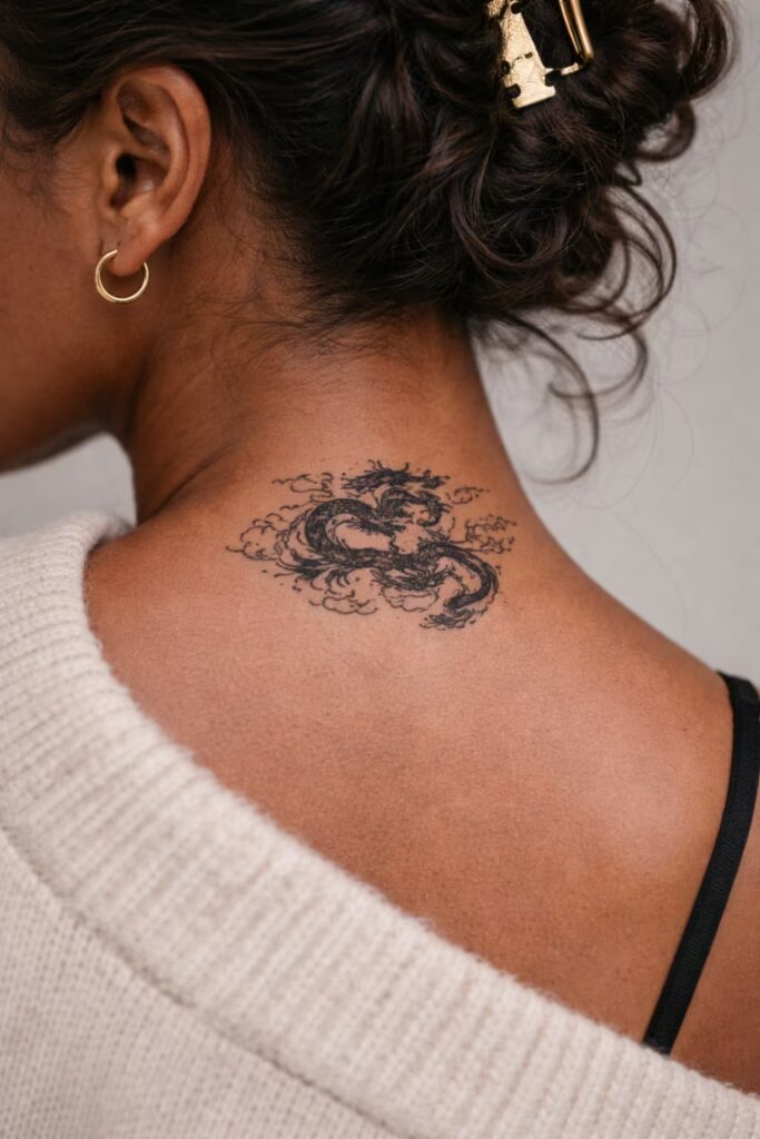 Air & Sky Dragon Tattoo in Chinese Traditional Style