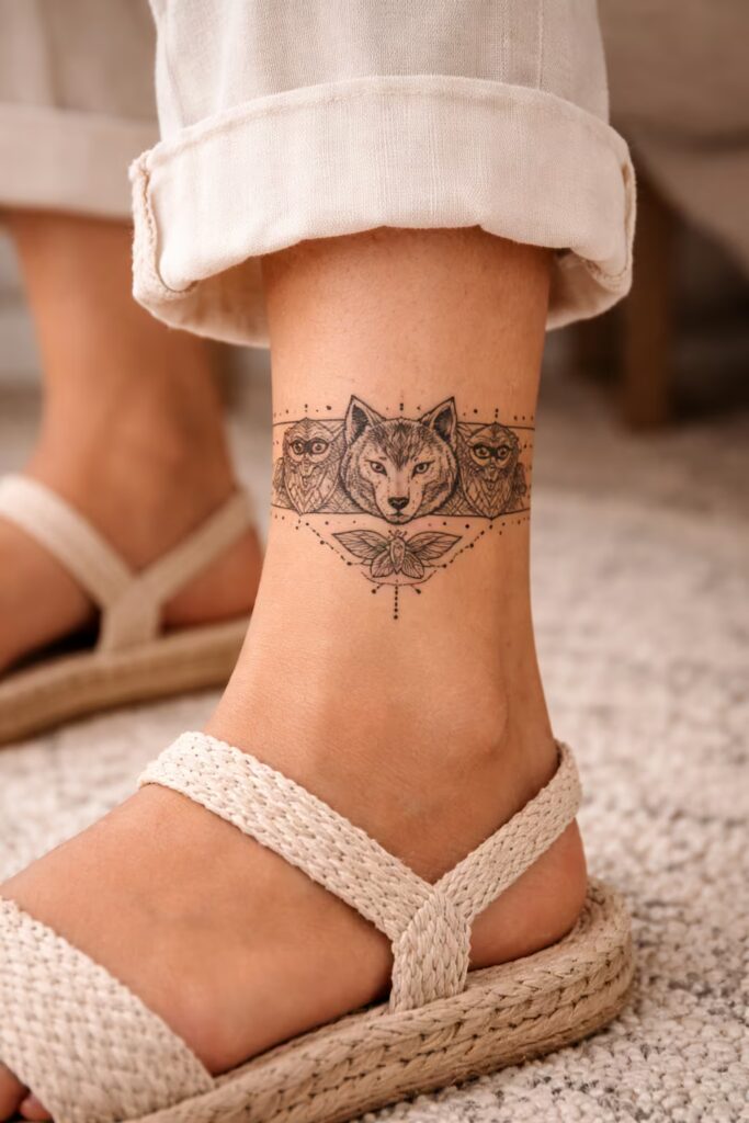 Animal Totem Ankle Band Tattoo