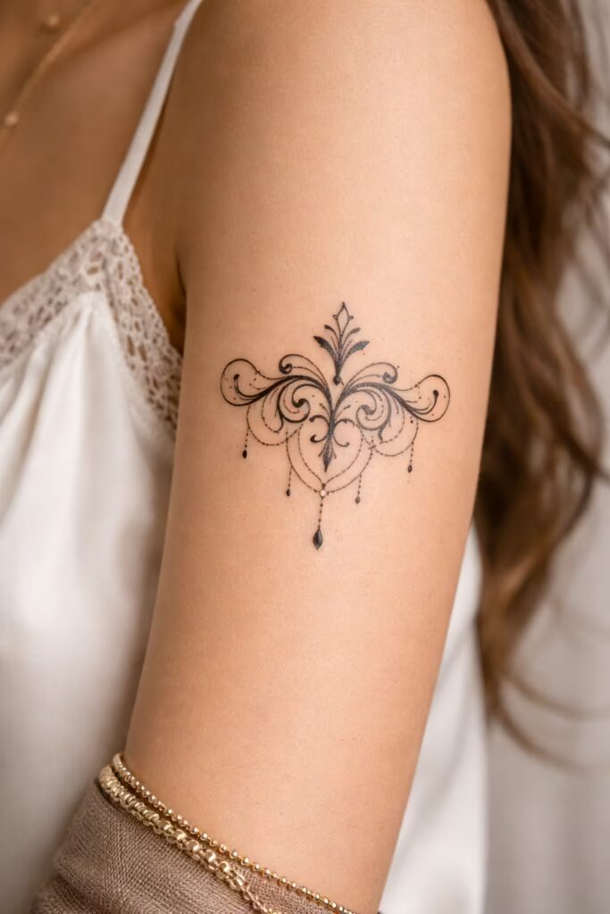 Art Nouveau Flow Upper Arm Ornamental Tattoo