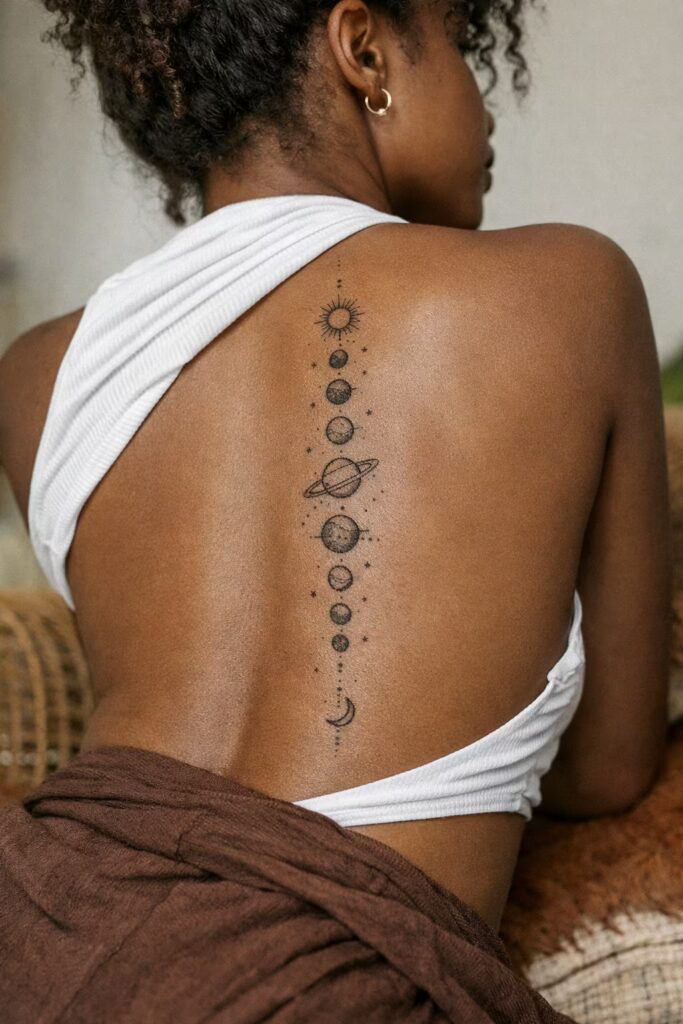 6. Blackwork Space Art Constellation Zodiac Celestial Tattoo