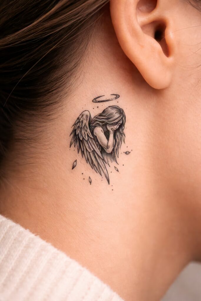 Broken Halo Angel Micro Tattoo